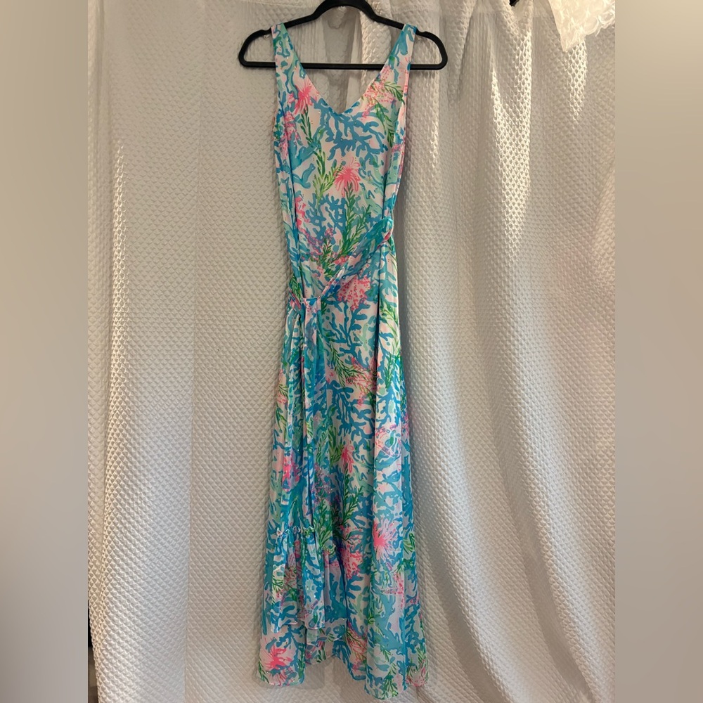 Lilly Pulitzer Lani Maxi Dress Coral Bay XS - Picture 2 of 3